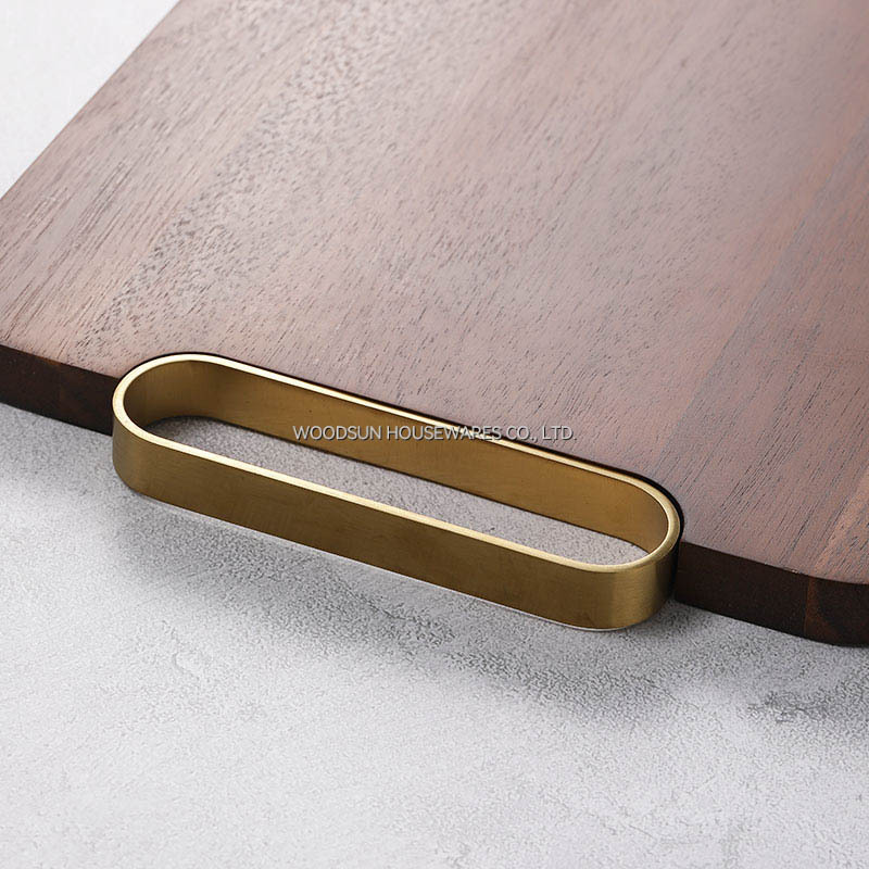 Woodsun Commercial Golden Handel Metal Wooden Cutting Board Kitchen Chopping Block for Sale