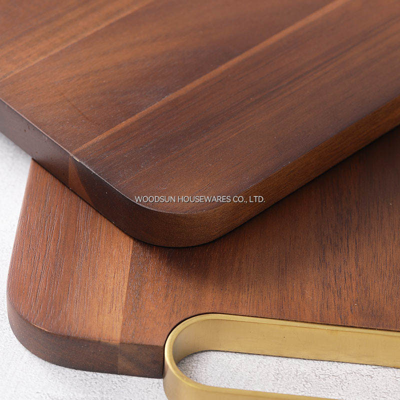 Woodsun Commercial Golden Handel Metal Wooden Cutting Board Kitchen Chopping Block for Sale