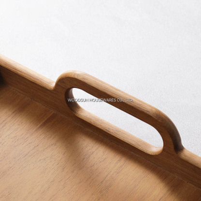 Woodsun Acacia Wood Non-Slip Platters Serving Dish Tray With Handles Fot Hotel Restaurant