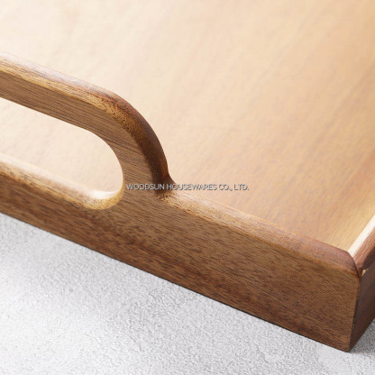 Woodsun Acacia Wood Non-Slip Platters Serving Dish Tray With Handles Fot Hotel Restaurant