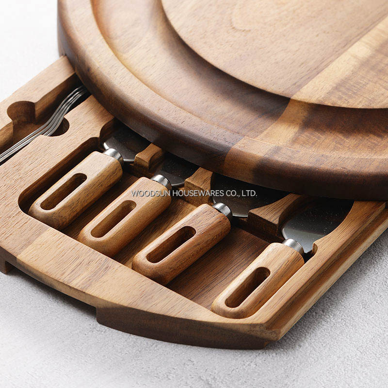 Woodsun Customized Logo Round Charcuterie Board Wood Set Factory