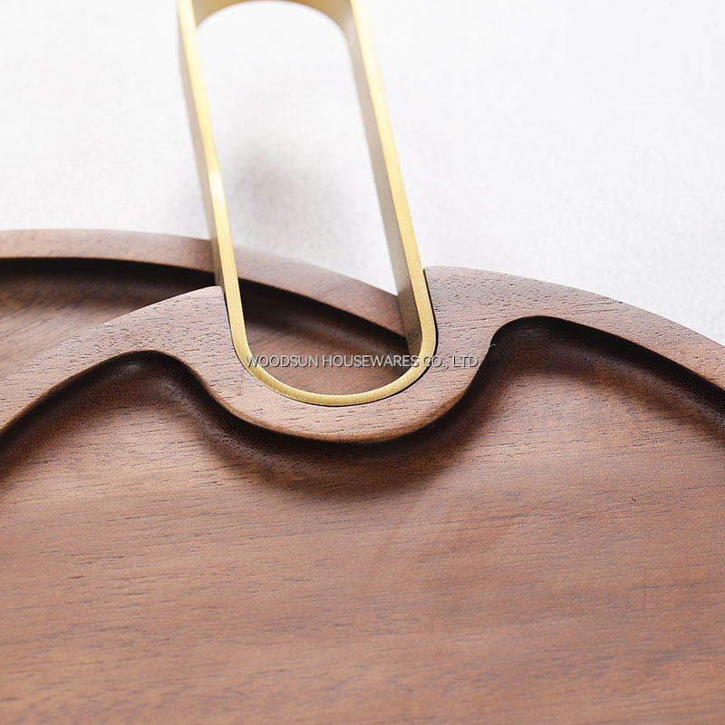 Woodsun Manufacturer Acacia Wood Plates Serving Plate With Metal Handle