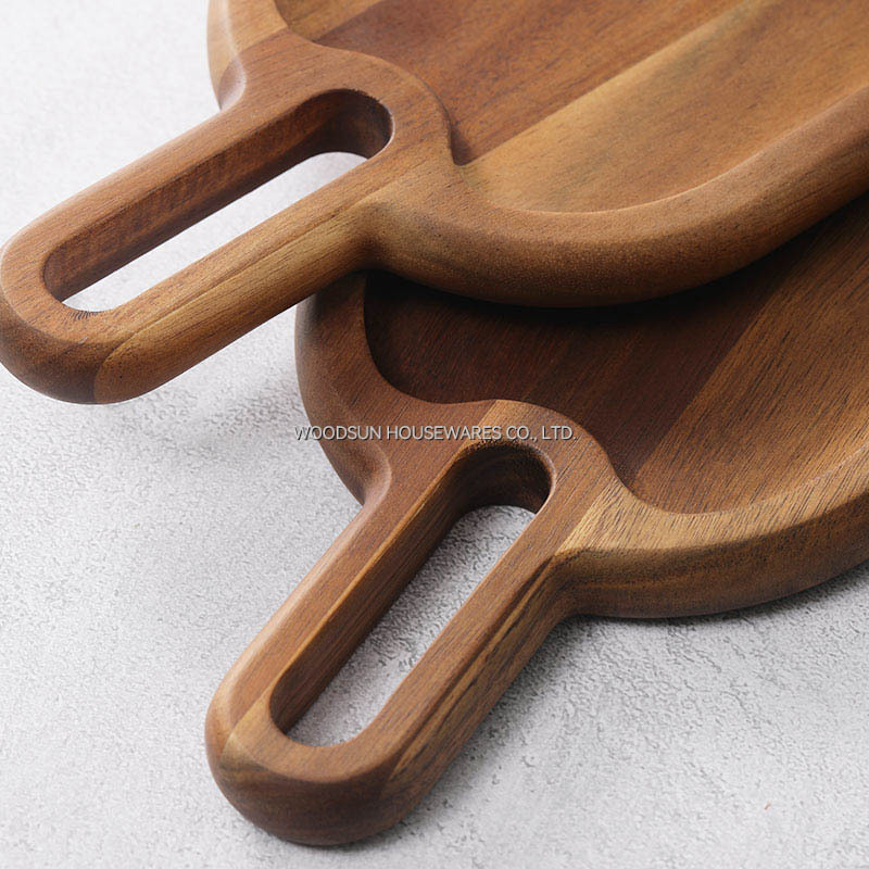 Woodsun Acacia Wood Serving Oval Dishes With Handle Plate Factory