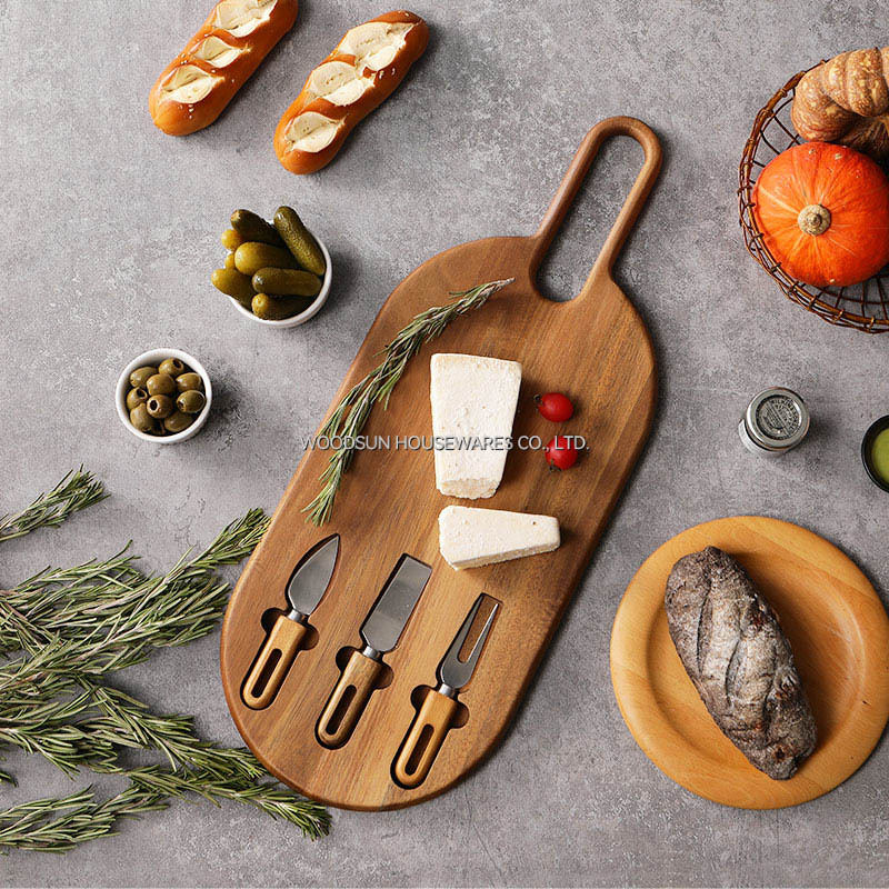 Woodsun Wooden Board Charcuterie Wholesale Cheese Board Knife Set