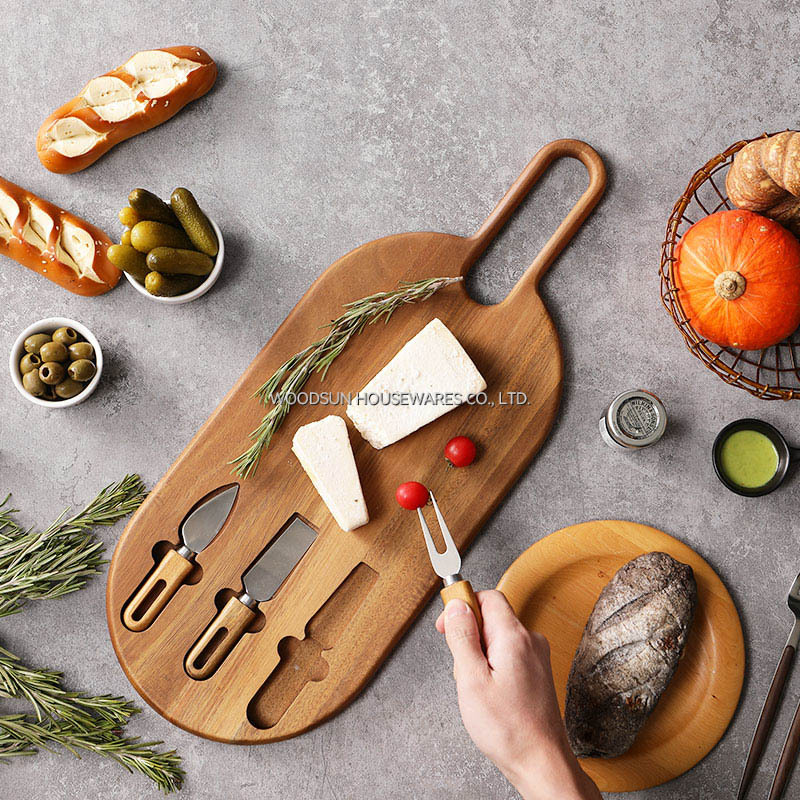 Woodsun Wooden Board Charcuterie Wholesale Cheese Board Knife Set