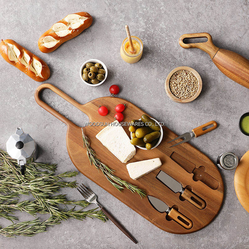 Woodsun Wooden Board Charcuterie Wholesale Cheese Board Knife Set