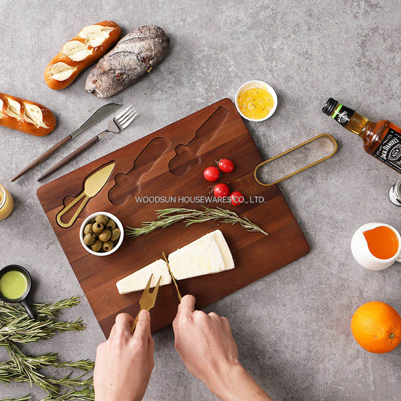 Woodsun Factory Acacia Wood Charcuterie Cutlery Knife Cheese Board