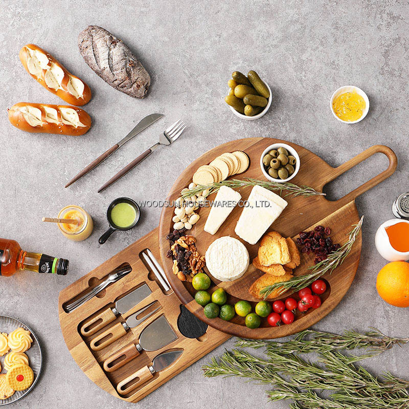 Woodsun Customized Logo Round Charcuterie Board Wood Set Factory
