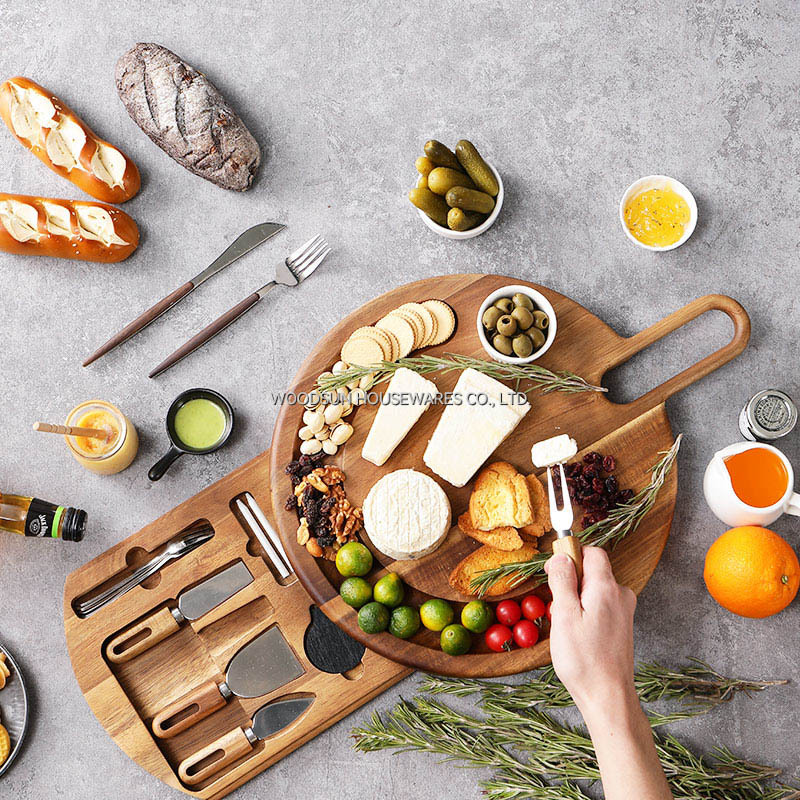 Woodsun Customized Logo Round Charcuterie Board Wood Set Factory