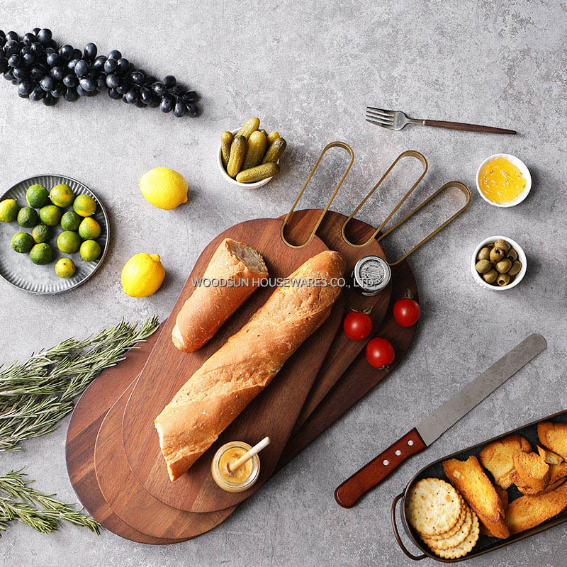 Woodsun Commercial Hotel Oval Long Service Board Wood for Sale Serving Board With Handles