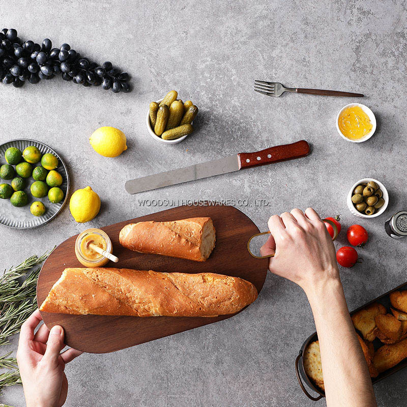 Woodsun Commercial Hotel Oval Long Service Board Wood for Sale Serving Board With Handles