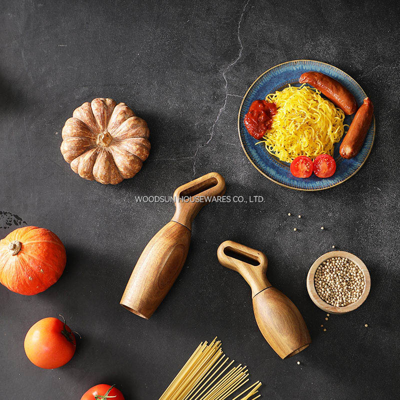 Woodsun Kitchen Accessories Wooden Spice Manual Pepper Grinder Wood Set