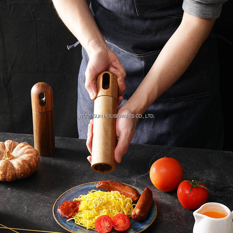 Woodsun Wooden Spice Grinder Pepper Mill With Salt and Pepper Mill Grinder