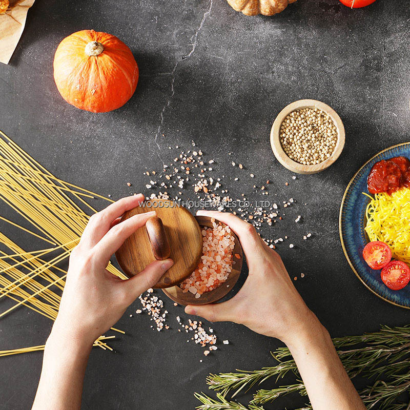 Woodsun Magnet Salt Cellar Salt Storage Box Acacia Wood 2025