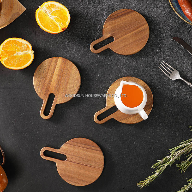 WoodSun OEM Wholesale Mug Coffee Tea Cup Wood Rubber Coaster