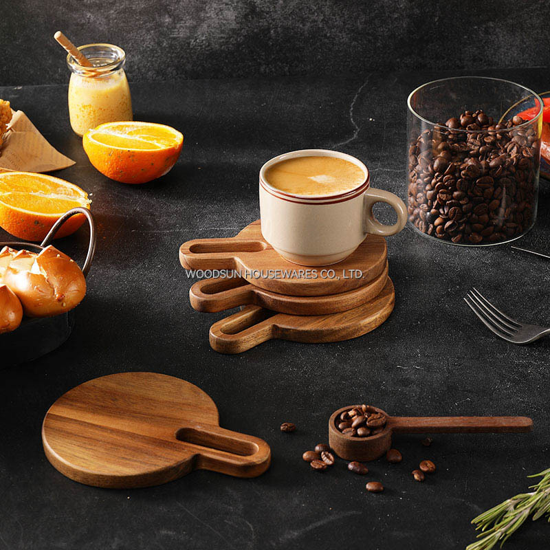 WoodSun OEM Wholesale Mug Coffee Tea Cup Wood Rubber Coaster