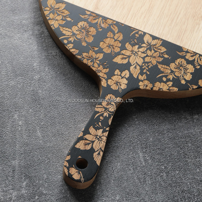 Woodsun Slicing Pizza Texas Cutting Board Round With Flowers Ningbo