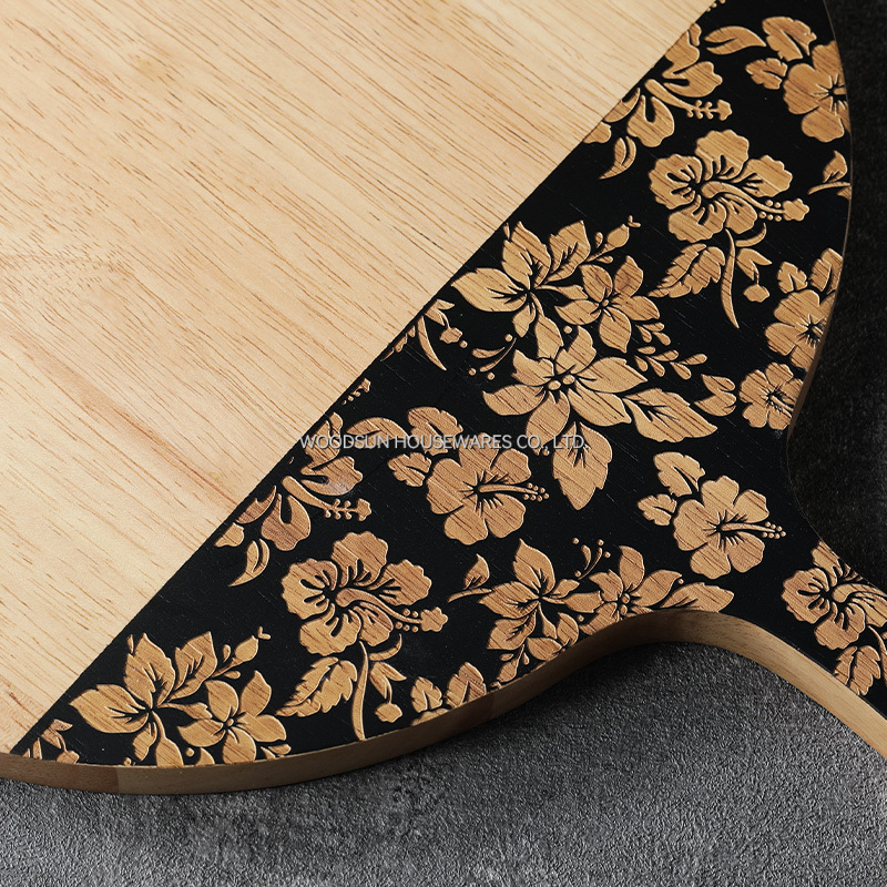 Woodsun Slicing Pizza Texas Cutting Board Round With Flowers Ningbo