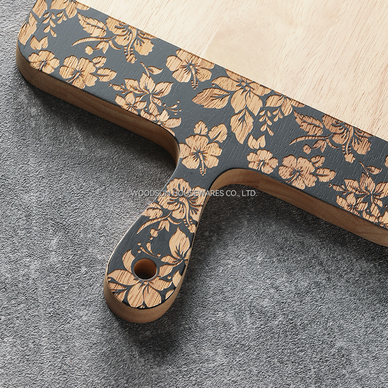 Woodsun Slicing Creative Laser Engraved Wooden Cutting Board With Handle