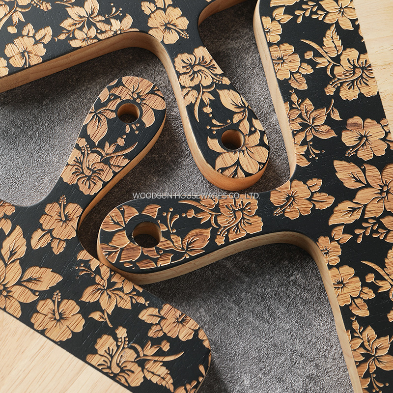 Woodsun Slicing Creative Laser Engraved Wooden Cutting Board With Handle