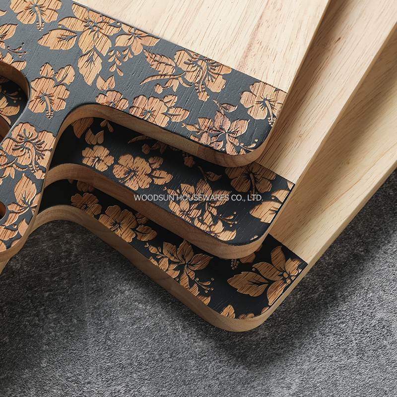 Woodsun Slicing Creative Laser Engraved Wooden Cutting Board With Handle