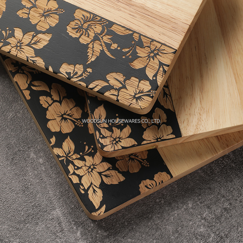 Woodsun Fashion Laser Engraved Eco Friendly Real Wood Custom Shaped Cutting Board
