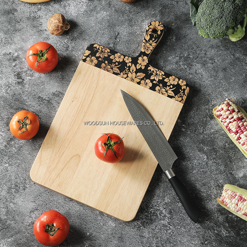 Woodsun Slicing Creative Laser Engraved Wooden Cutting Board With Handle