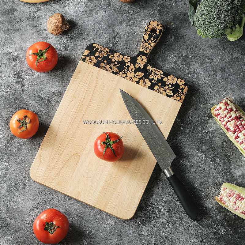 Woodsun Slicing Creative Laser Engraved Wooden Cutting Board With Handle
