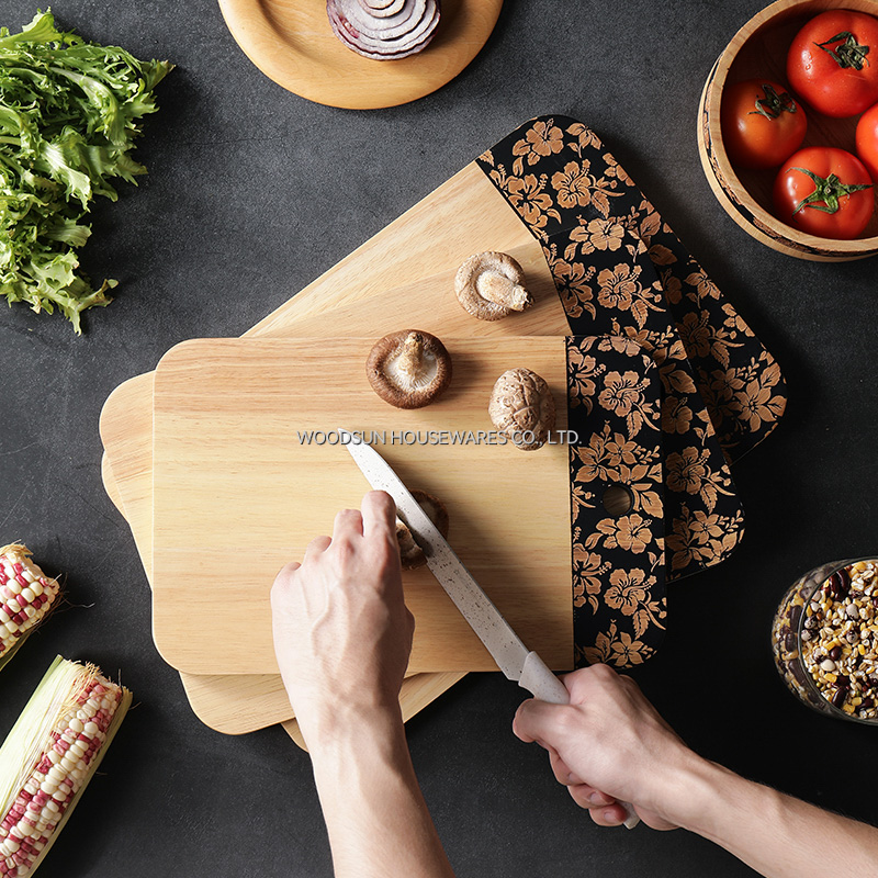 Woodsun 2025 Laser Engraving Slicing Wooden Custom Cutting Board Kitchen Acacia Wood Serving Board