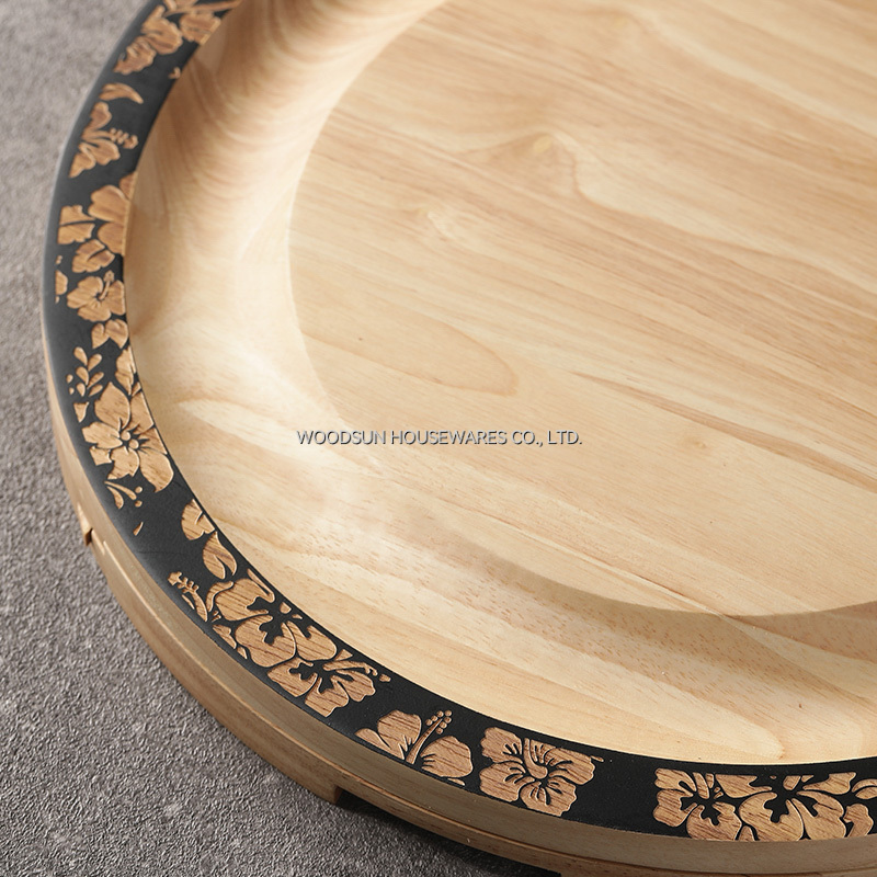 Woodsun Laser Engraving Round Rubber Wood Bulk Custom Cheese Boards With Cutter