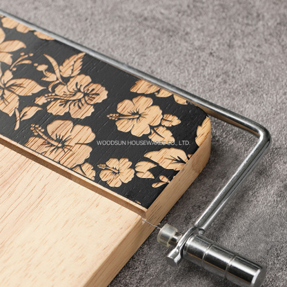 Woodsun Home and Kitchen Rectangle Rubber Wood Cheese Board With Slicer