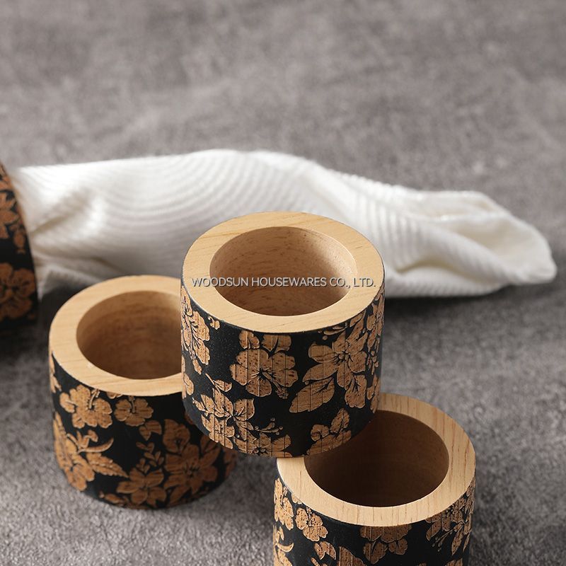 Woodsun Kitchen New Products 2026 Wholesale Wood Napkin Ring Holder Wood
