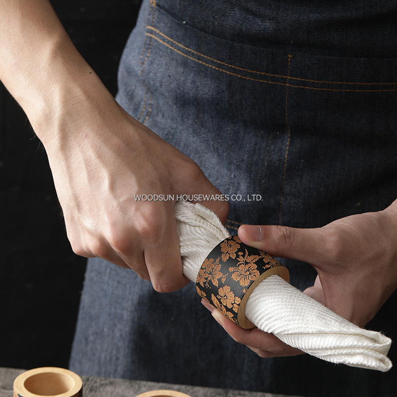 Woodsun Kitchen New Products 2026 Wholesale Wood Napkin Ring Holder Wood
