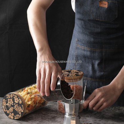 Woodsun Sealed Jar Food Glass Canister with Wooden Lid