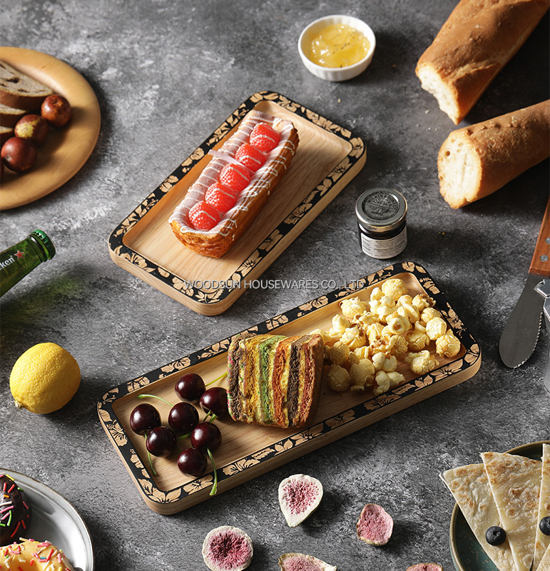 Woodsun Laser Engraving Restaurant Natural Reusable Wood Plate Wholesale