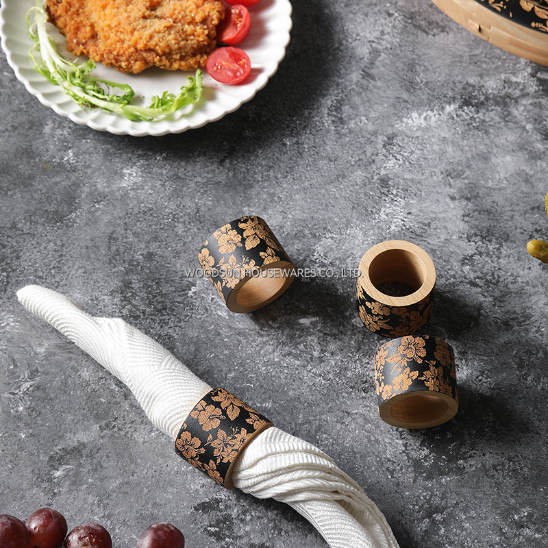 Woodsun Kitchen New Products 2026 Wholesale Wood Napkin Ring Holder Wood