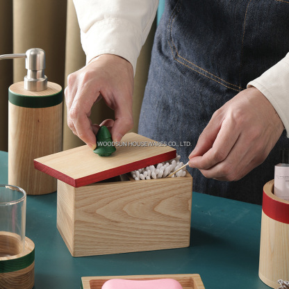 Woodsun New Christmas Design Eco Wooden Lotion Dispenser Bathroom Product Sets