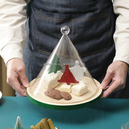 Woodsun 2026 Ash Rubber Glass Cover Food Cheese Wooden Pizza Sushi Plate Round Wood