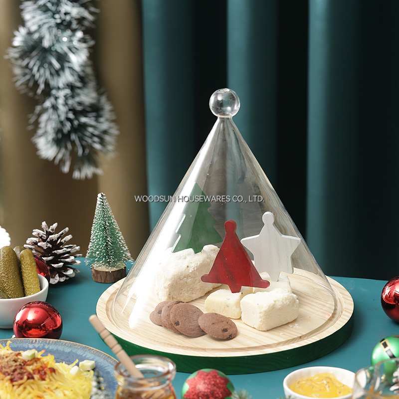 Woodsun 2026 Ash Rubber Glass Cover Food Cheese Wooden Pizza Sushi Plate Round Wood