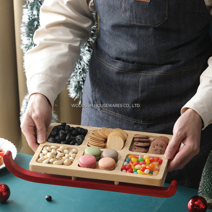 Woodsun 2026 Ash Rubber Christmas Sleigh Cake Stand Snack Plate