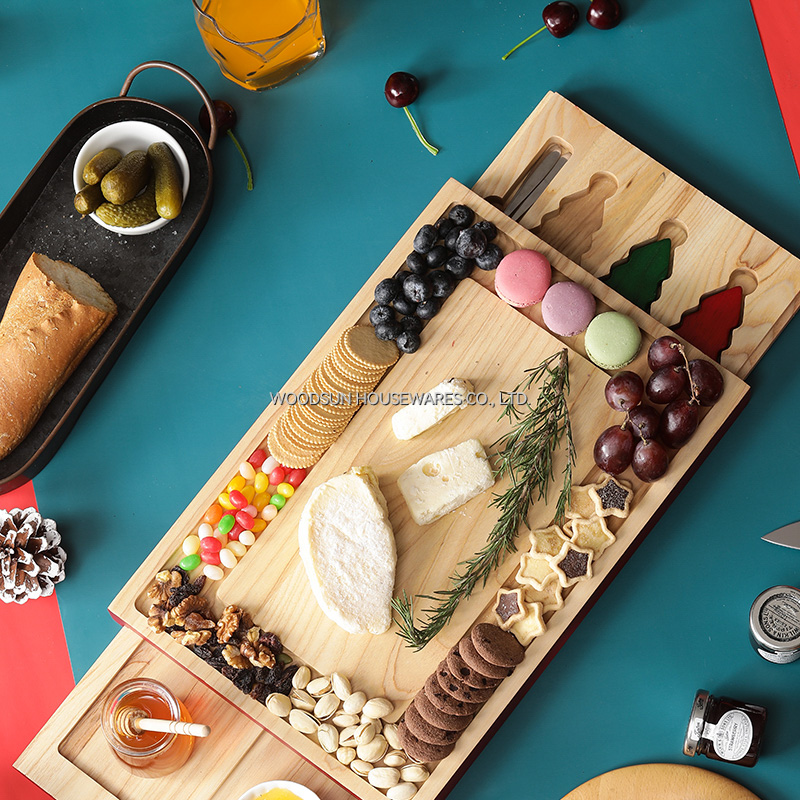 Woodsun Christmas Gift Rubber Ash Wood Custom Made Modern Expandable Cheese Board 2026