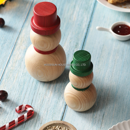 Woodsun Christmas Snowman Accessories Chili Wooden Salt Mill Pepper Wood 
