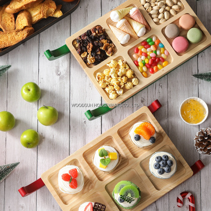 Woodsun 2026 Ash Rubber Christmas Sleigh Cake Stand Snack Plate