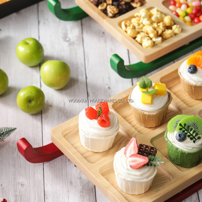 Woodsun 2026 Ash Rubber Christmas Sleigh Cake Stand Snack Plate