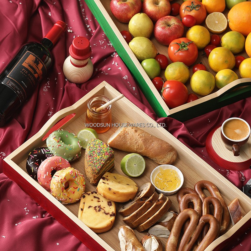 Woodsun Christmas 2025 Ash Rubber MDF Wooden Serve Board Food Serving Trays for Christmas