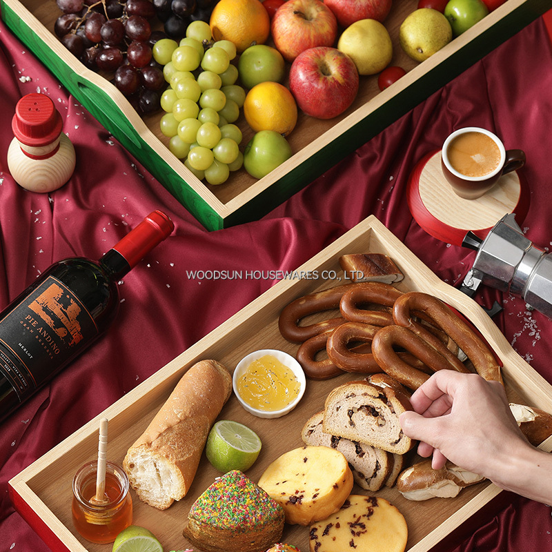 Woodsun Christmas 2025 Ash Rubber MDF Wooden Serve Board Food Serving Trays for Christmas