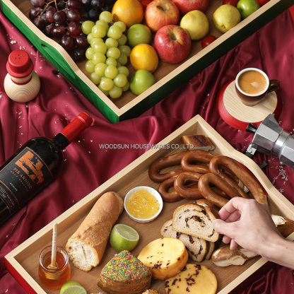 Woodsun Christmas 2025 Ash Rubber MDF Wooden Serve Board Food Serving Trays for Christmas