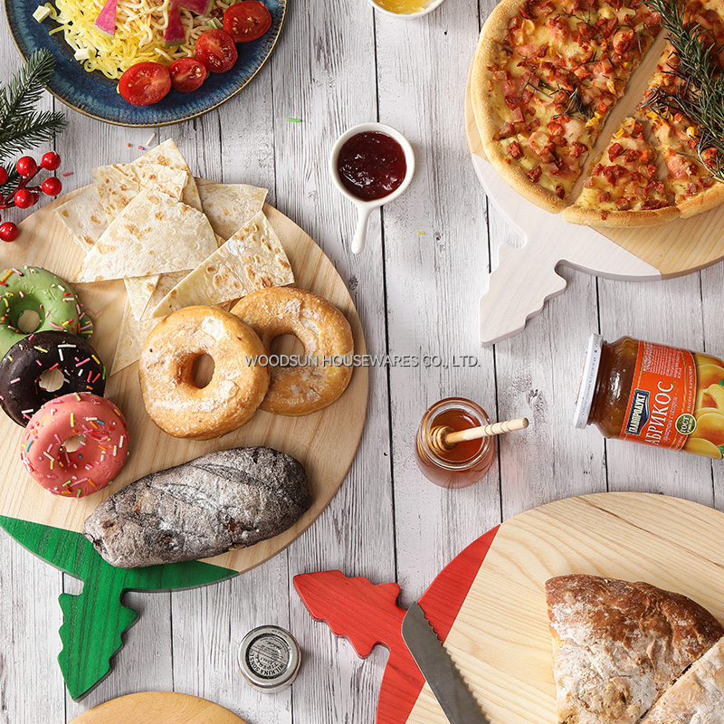Woodsun Christmas Design Round Kitchen Accessories Food Grade Cutting Board