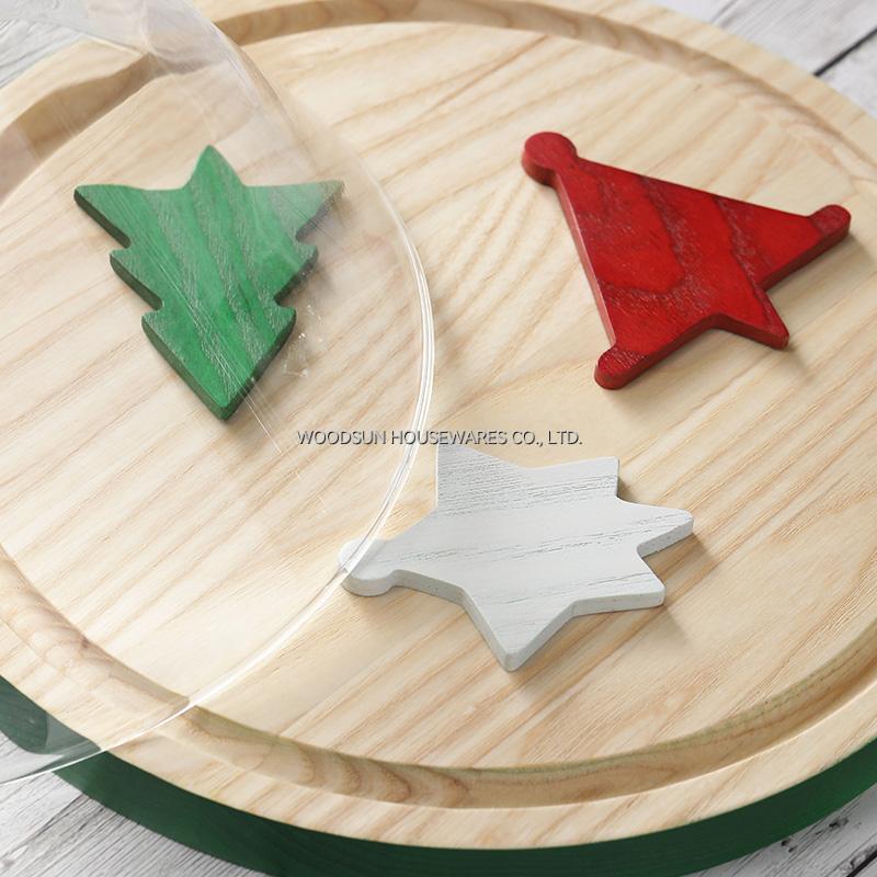 Woodsun 2026 Ash Rubber Glass Cover Food Cheese Wooden Pizza Sushi Plate Round Wood