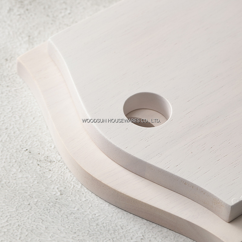 Woodsun New Design White Wash Bamboo Rubber Wood Board Kitchen Serving Board